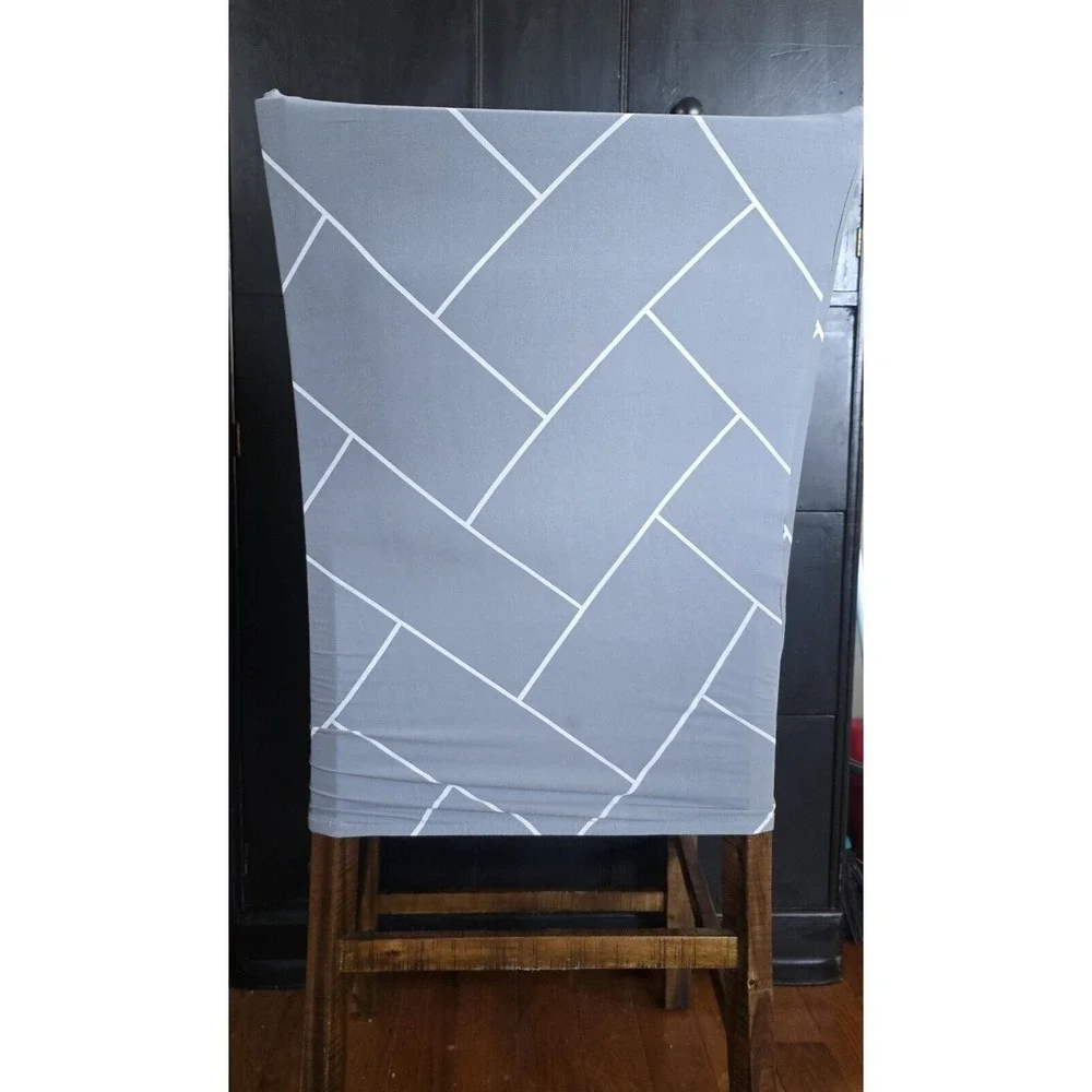 Chair Covers Set of 6 Gray‎ Diamond Stretch Soft for Dining Room Chairs Fitted